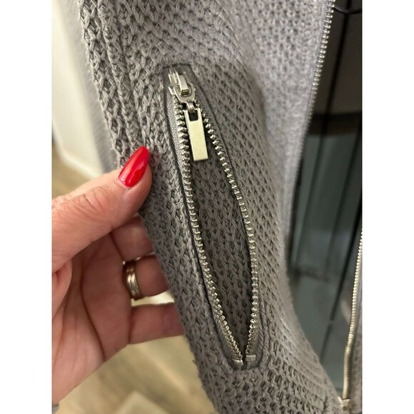 Alfani Woman Jacket Gray Textured Knit Moto Coat Blazer 1X - Picture 5 of 8